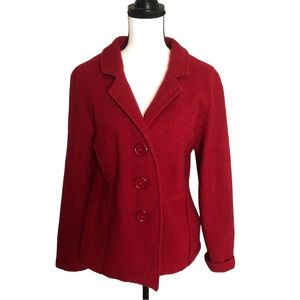 Linea Domani Wool Red Blazer Felted Reverse Seams Sz L